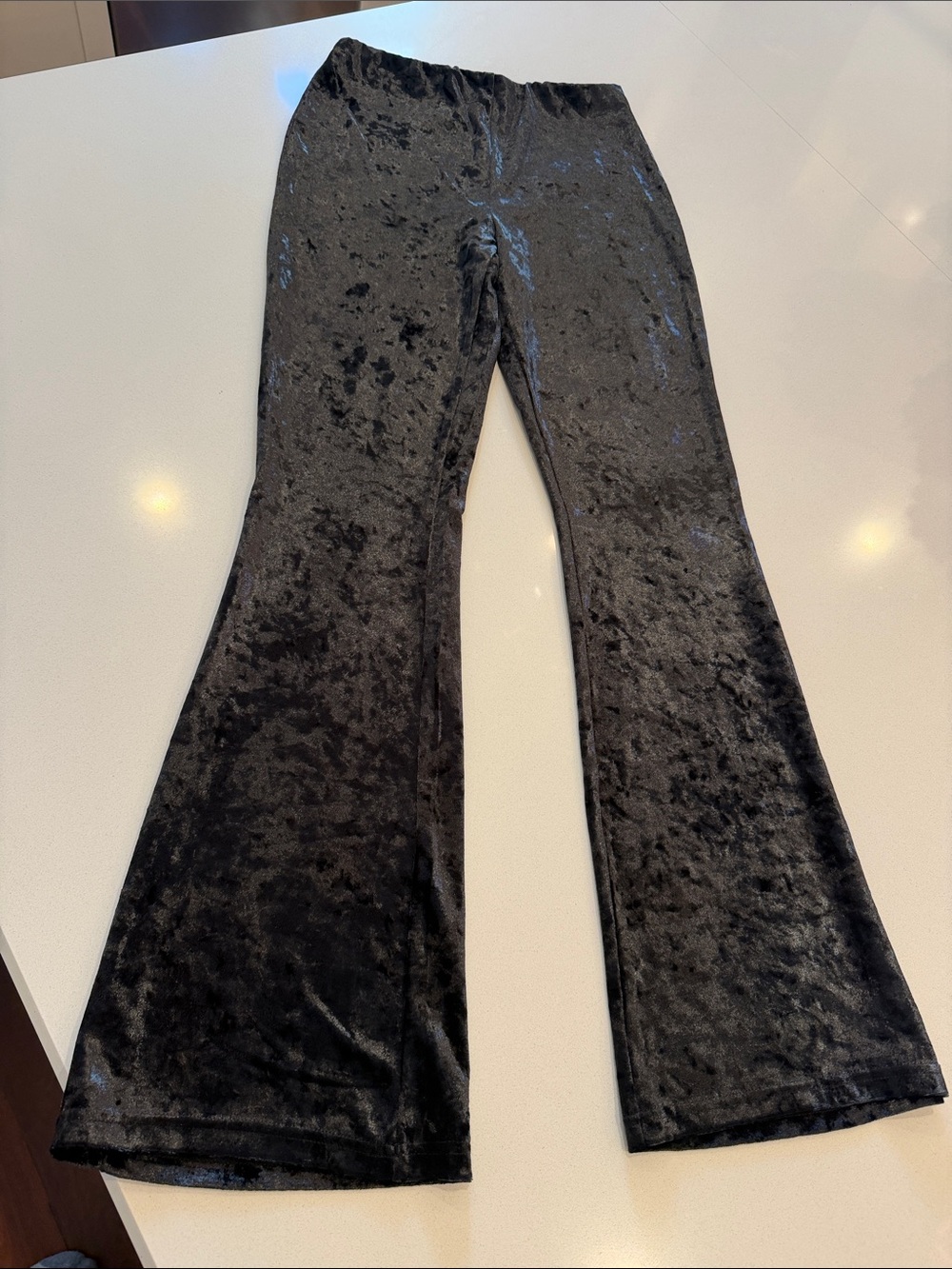 Kendall & Kylie Black Crushed Velvet Wide Leg Pants